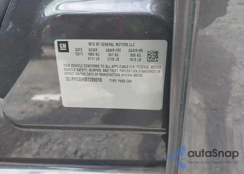 2011 Chevrolet Cruze 1Lt from USA, damaged, VIN 1G1PF5S98B7200018